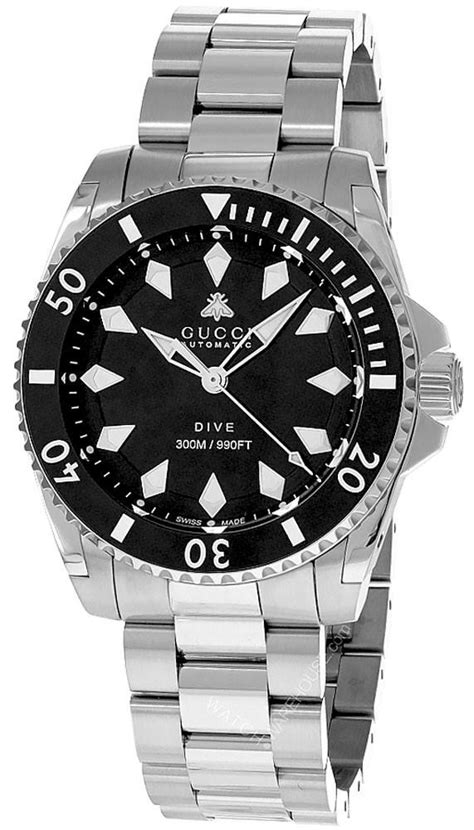 Gucci Dive Stainless Steel Black Dial Bee 40mm Watch, YA136353